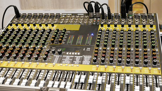 Audio Mixing Console. Surabaya, East Java, Indonesia. November 27, 2022
