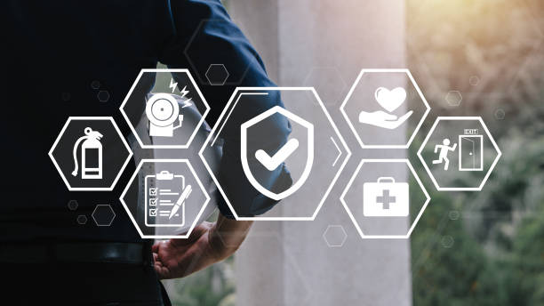 istock Work Safety Concept.Safety icon.First secure rules. regulations and standard in industry, business. Health protection, personal security people on job. 1497168032