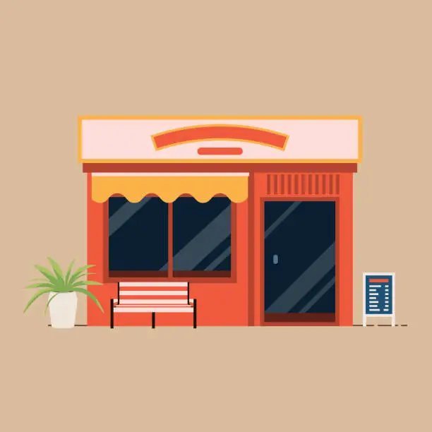 Vector illustration of Storefront cafe flat style