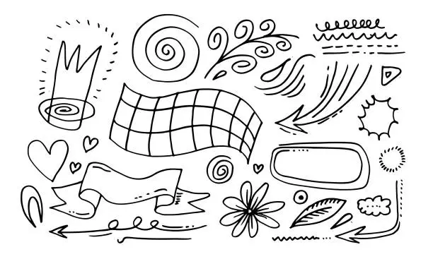 Vector illustration of Hand drawn set elements, for concept design. vector illustration.