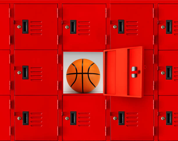 istock Basketball in a red locker or an open gym locker. 1497178364