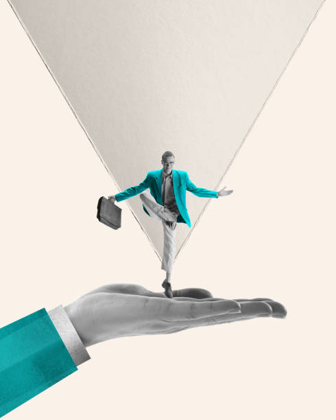 istock New position. Young motivated and ambitious man reaching professional success, getting promotion. Confidence. Contemporary art collage. 1497178442