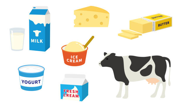 bộ clip art các sản phẩm sữa - phô mai sản phẩm từ sữa hình minh họa sẵn có
