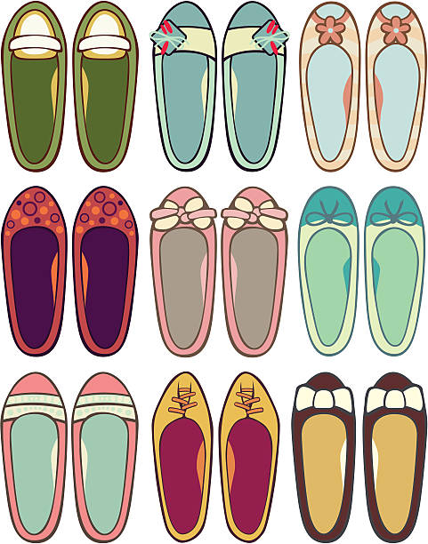 ilustrações de stock, clip art, desenhos animados e ícones de ballerinas - round toe shoes