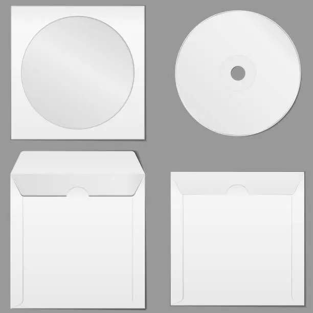 Vector illustration of Illustration of white CD and packaging options on grey