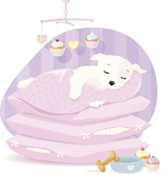 Vector illustration of Sleeping Puppy