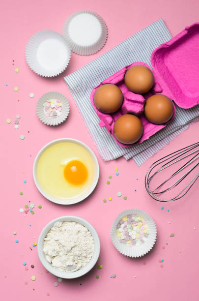 istock Baking Concept, Eggs, Flour, Whisk, Rolling Pin on Bright Background 1497193951