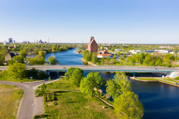 istock Aerial view city Eisenhuttenstadt and Oder Spree Canal. 1497195855