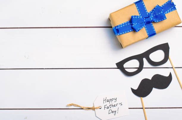 istock Father's Day Background, Mustache and Gift Box 1497201645