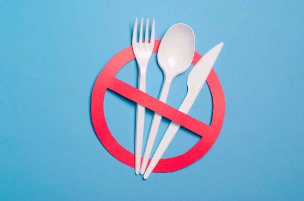 istock Say No to Plastic Cutlery, Plastic Pollution Concept, Top View 1497203935