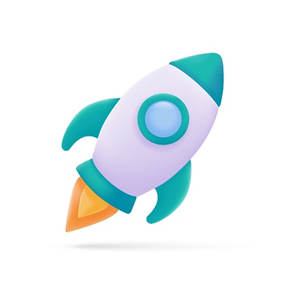 3D rocket. Startup business idea. The rapid growth of small businesses