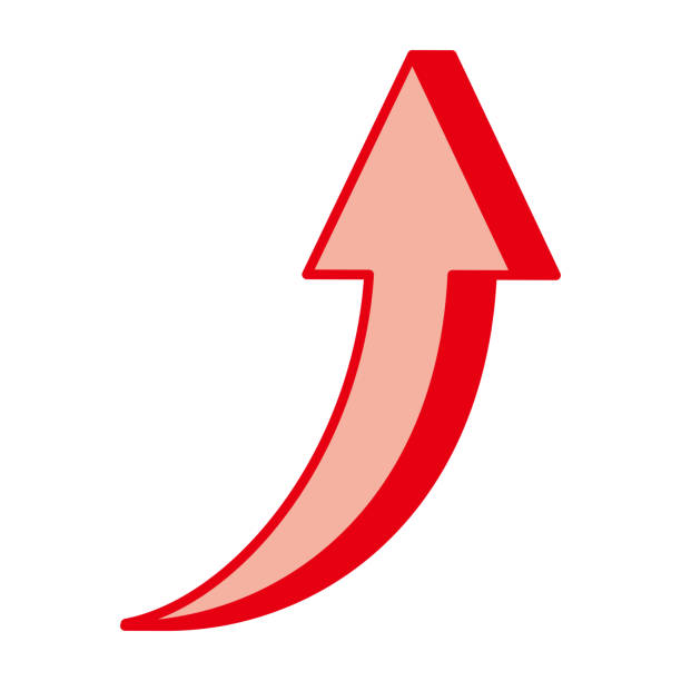 3 次元の赤い上向き矢印 - moving up arrow sign interface icons three dimensional shape点のイラスト素材／クリップアート素材／マンガ素材／アイコン素材