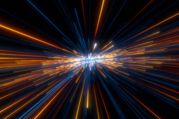 istock Speed of light in space on dark background. 1497211840