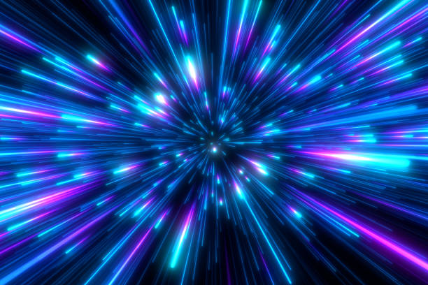istock Speed of light in space on dark background. 1497211864
