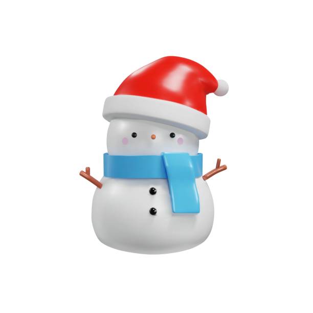 istock 3D cute snowman in blue scarf and Xmas hat 1497213025
