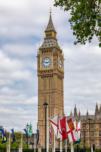 Big Ben Clock Tower in London, UK, on a bright day