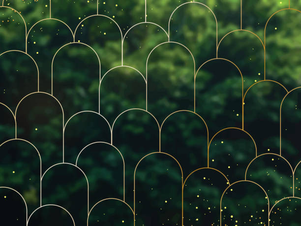 エメラルド緑の森の葉ベクトルの背景。緑の庭の木結婚式の招待状 - vertical wedding gold illuminated点のイラスト素材／クリップアート素材／マンガ素材／アイコン素材