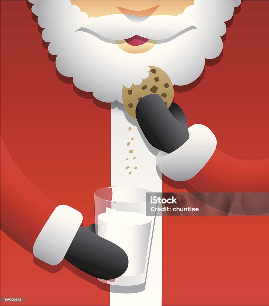 Santa comendo Biscoitos com leite & - Vetor de Bebida royalty-free