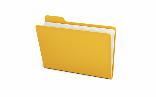 3d Render Yellow Folder & Documents  icon object + shadow clipping path, It can be used for concepts such as archive system, filing, storage, digital icon.