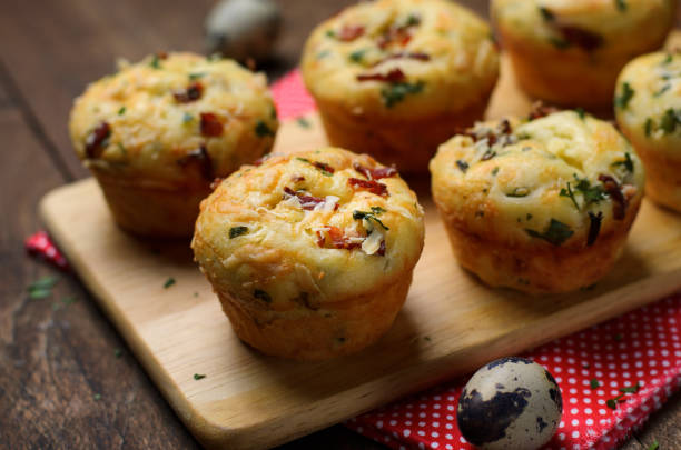 istock Savory Muffins with Cheese and Bacon, Freshly Baked Tasty Snack 1497220608