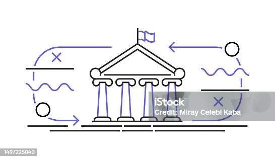 istock Government Line Icon Design. Law and Justice. 1497225040