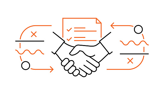 Partnership and Teamwork, Agreement line icon Design.