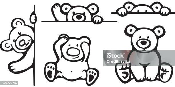 Ładny Bears - Stockowe grafiki wektorowe i więcej obrazów Chować się - Chować się, Clip Art, Czarny kolor