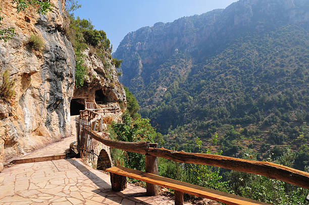 Walkway at Our Lady of Qannoubine Monastery in the historic Qadisha Valley, Lebanon