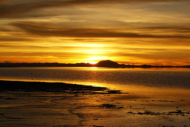Sunrise in Uyuni, Bolivia stock photo