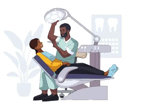 Vector illustration of Black Male Dentist