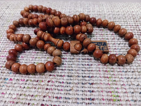 Close-up of a prayer beads.