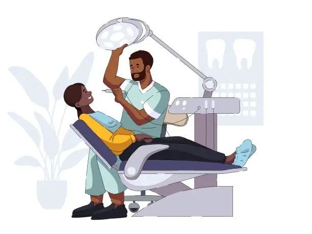 Vector illustration of Black Male Dentist