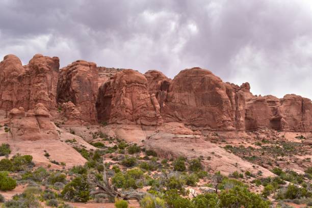 istock Arches National Park Utah Red Rock Formations Sunset Dramatic Sky 1497242897