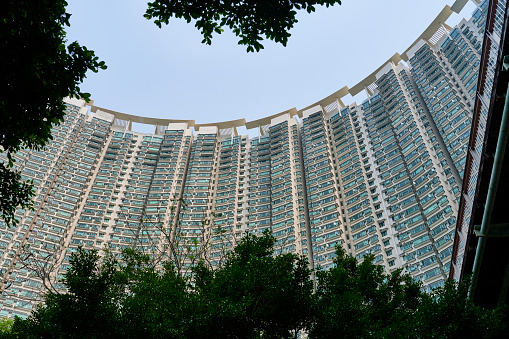 High rise residential buildings in Tung Chung. Lantau Island. Hong Kong.