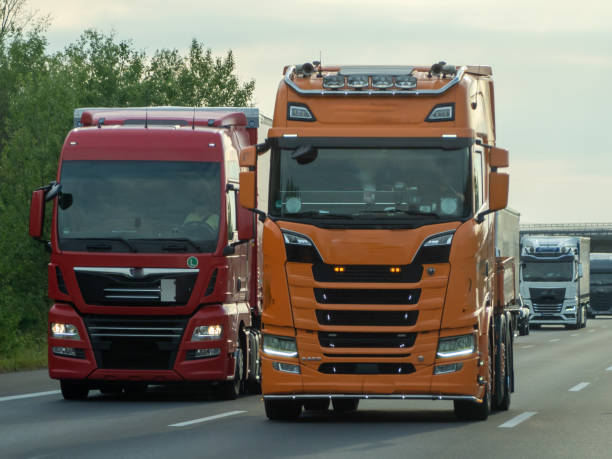 istock Trucks on the European highway. 1497243238