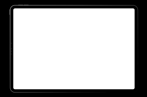 black tablet isolated from white background