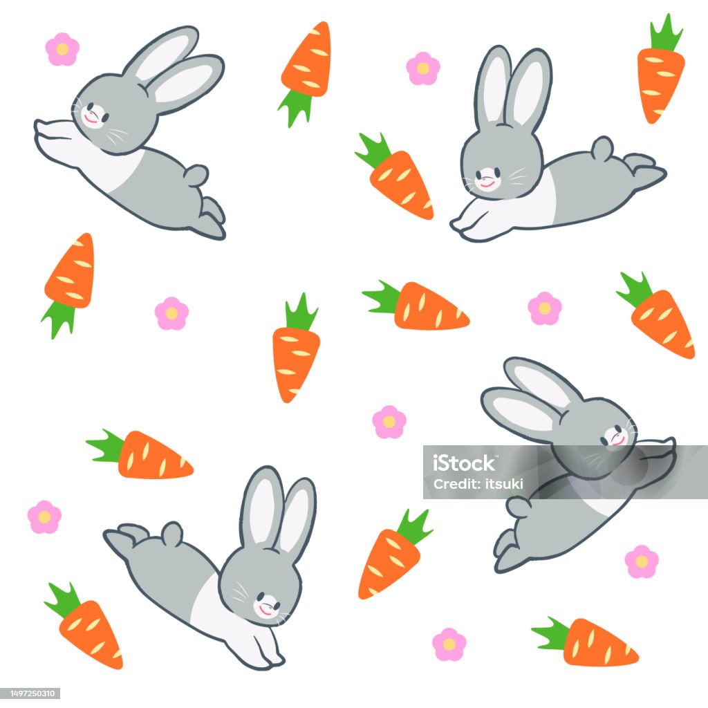 Jumping Rbbit Template Jumping Rabbit And Carrot Pattern Illustration Stock Illustration ...