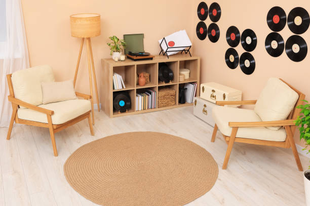 istock Living room interior decorated with vinyl records 1497251243