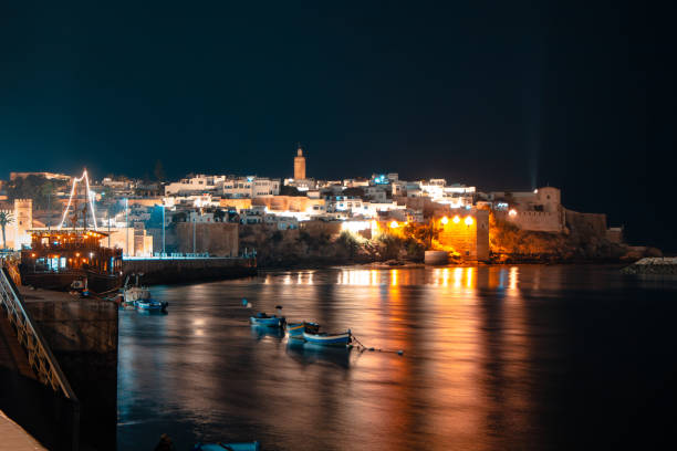 istock Harbour in Rabat at night time 1497251899