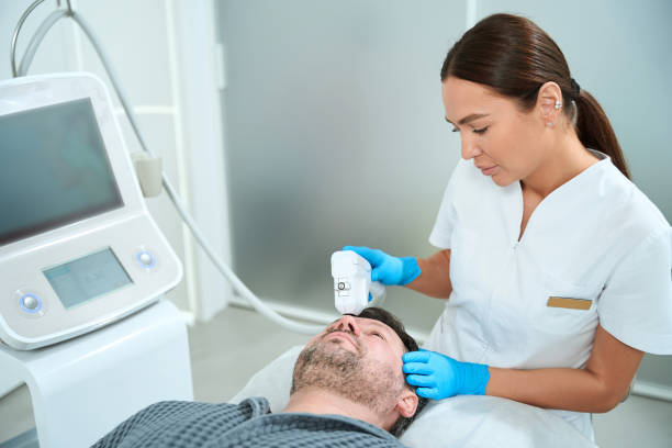 istock Middle-aged man on a mass lifting procedure 1497256299