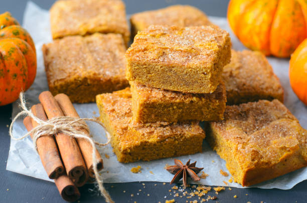 istock Pumpkin Bars with Cinnamon Sugar Crust, Freshly Baked Pumpkin Blondies 1497256454
