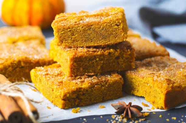 istock Pumpkin Bars with Cinnamon Sugar Crust, Freshly Baked Pumpkin Blondies 1497258058