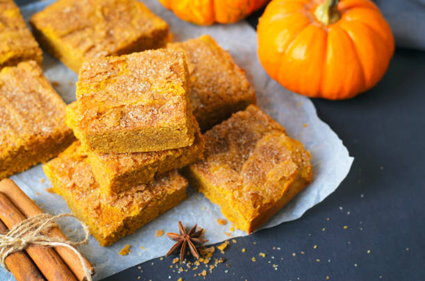 istock Pumpkin Bars with Cinnamon Sugar Crust, Freshly Baked Pumpkin Blondies 1497258324