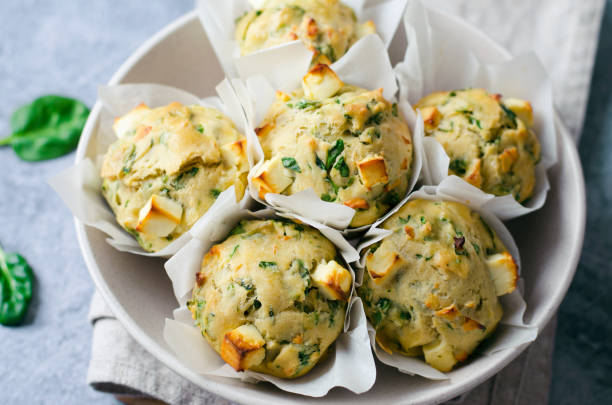 istock Freshly Baked Spinach and Feta Cheese Muffins 1497260490
