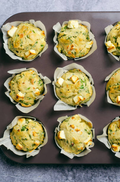 istock Spinach and Feta Cheese Muffins in Baking Tin 1497261410