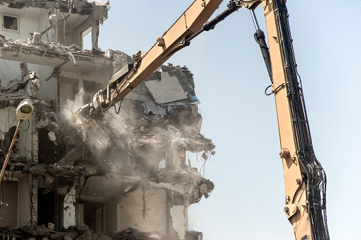 View of demolition of a building.