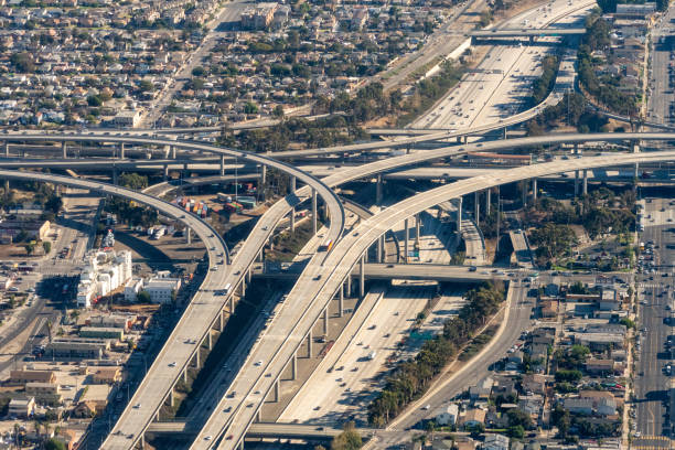 istock Aerial view of the 110 and 105 interchange 1497263492