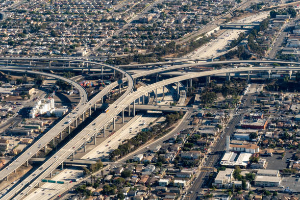 istock Aerial view of the 110 and 105 interchange 1497263493