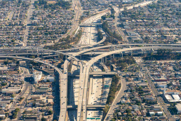 istock Aerial view of the 110 and 105 interchange 1497263496