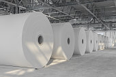 Close-up View Of White Paper Rolls In Warehouse